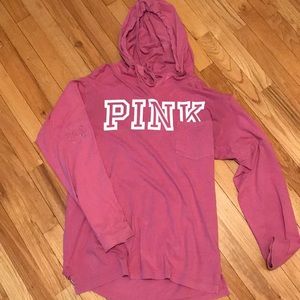 Pink long sleeve hooded top
